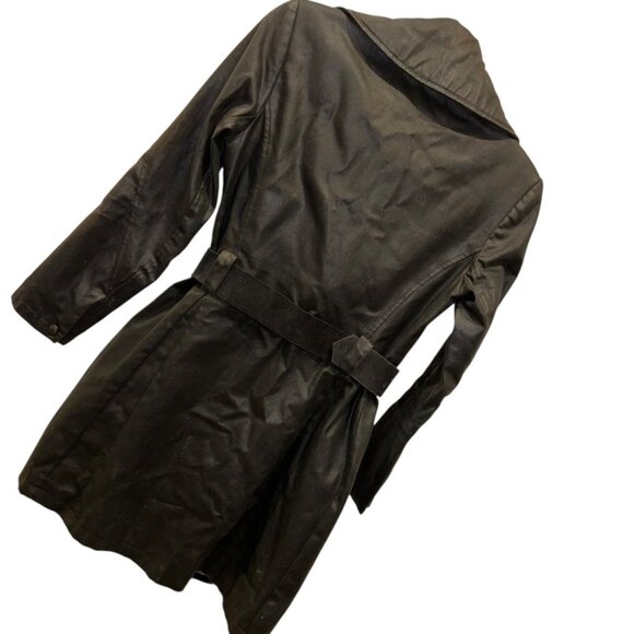 Rag + Bone black waxed cotton shearling leather belt trench jacket INCREDIBLE 2 - Picture 2 of 7